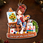 Custom Painting Girl Christmas Gifts for Artists - Personalized Acrylic Ornament