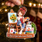 Custom Painting Girl Christmas Gifts for Artists - Personalized Acrylic Ornament