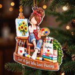 Custom Painting Girl Christmas Gifts for Artists - Personalized Acrylic Ornament