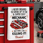 Custom Name Funny Mechanic Gifts for Men - Personalized Kitchen Towel
