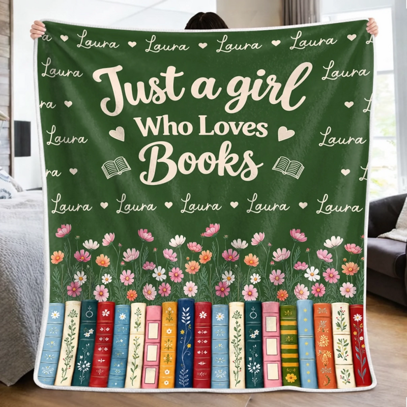 Custom Name Bookworm Reading Gifts for Her - Personalized Blanket