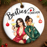 Custom Photo Besties Christmas Gifts For Women - Personalized Ceramic Ornament