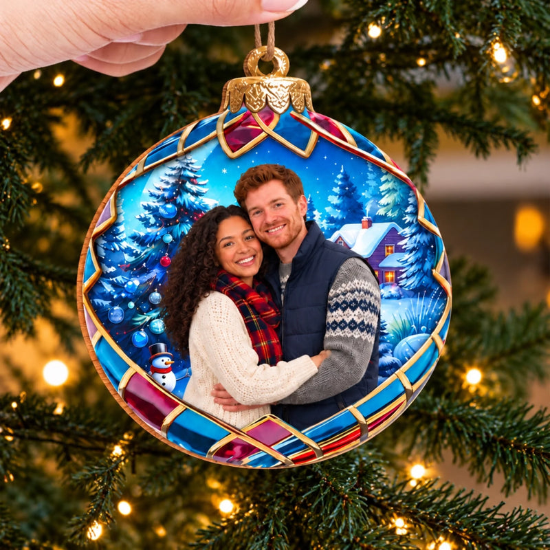 Custom Photo Together At Christmas Couple Gifts - Personalized Ornament