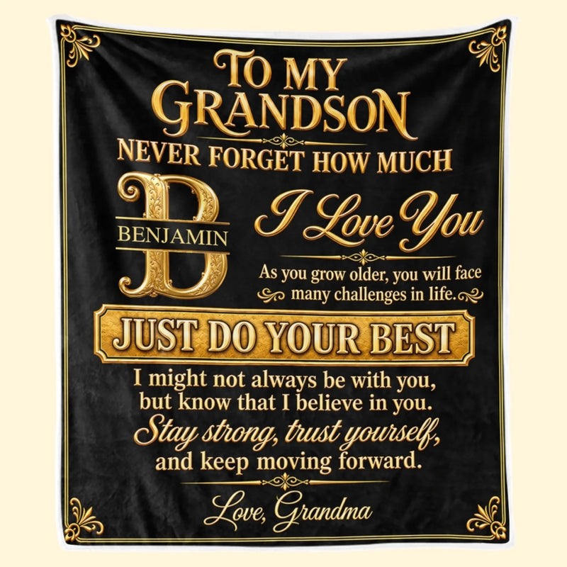 Custom Name Just Do Your Best Gifts For Grandson And Granddaughter - Personalized Blanket