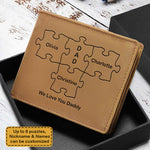 Custom Name Family Gifts for Dad - Personalized Leather Wallet