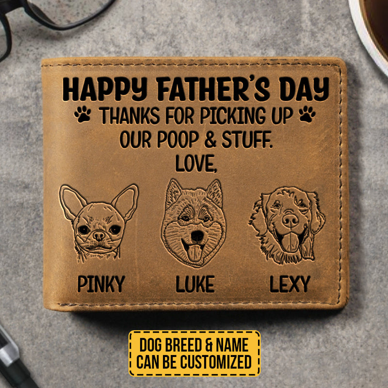 Custom Pet Portrait Father's Day Gifts for Dog Dads - Personalized Leather Wallet