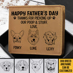 Custom Pet Portrait Father's Day Gifts for Dog Dads - Personalized Leather Wallet