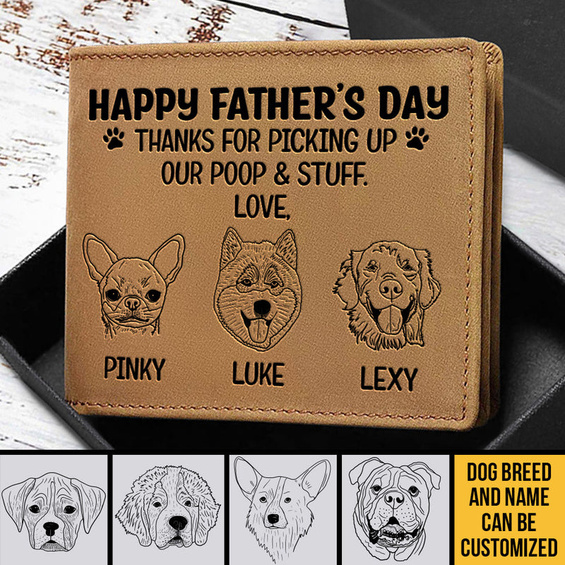 Custom Pet Portrait Father's Day Gifts for Dog Dads - Personalized Leather Wallet