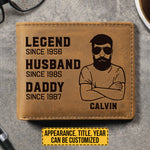 Custom Name Family Milestone Gifts for Men - Personalized Leather Wallet