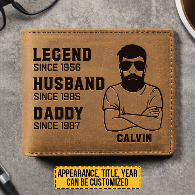 Custom Name Family Milestone Gifts for Men - Personalized Leather Wallet