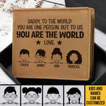 Custom Name Daddy Family Gifts for Dad - Personalized Leather Wallet