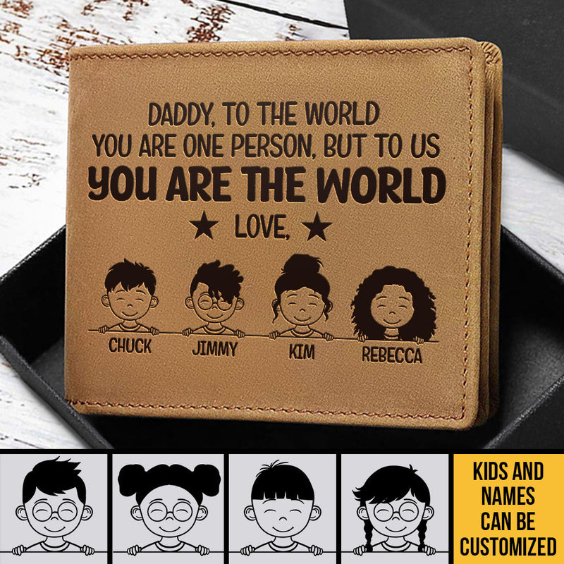 Custom Name Daddy Family Gifts for Dad - Personalized Leather Wallet