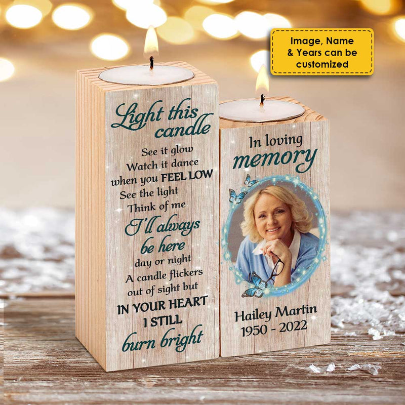 I'll Always Be Here - Personalized Candle Holder - Upload Image, Memorial Gift, Sympathy Gift