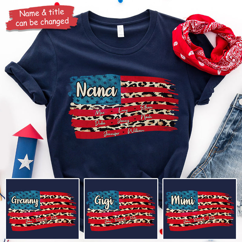 Custom Name Patriotic Nana Family Gifts - Personalized Apparel