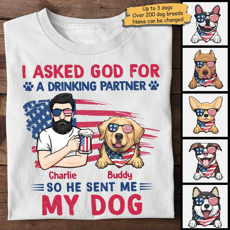 Custom Name Funny Dog Drinking Partner Gifts - Personalized Apparel