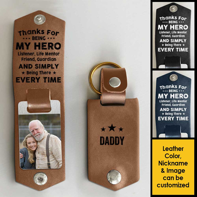 Custom Photo Dad Gifts - Personalized PU Keychain