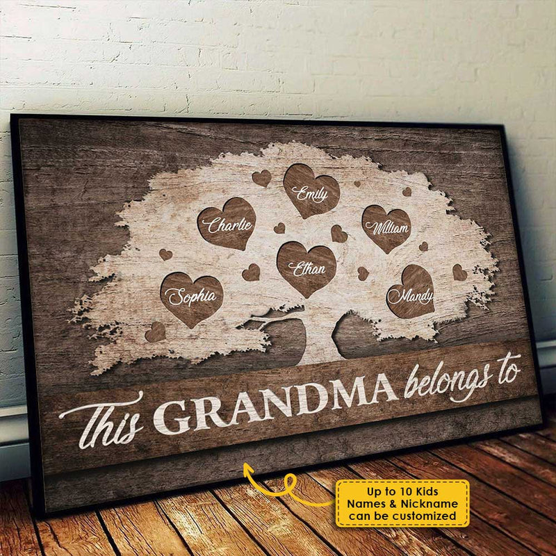 Custom Name Family Tree Gifts for Grandma - Personalized Poster