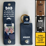 Custom Photo Dad Gifts With Name - Personalized PU Keychain