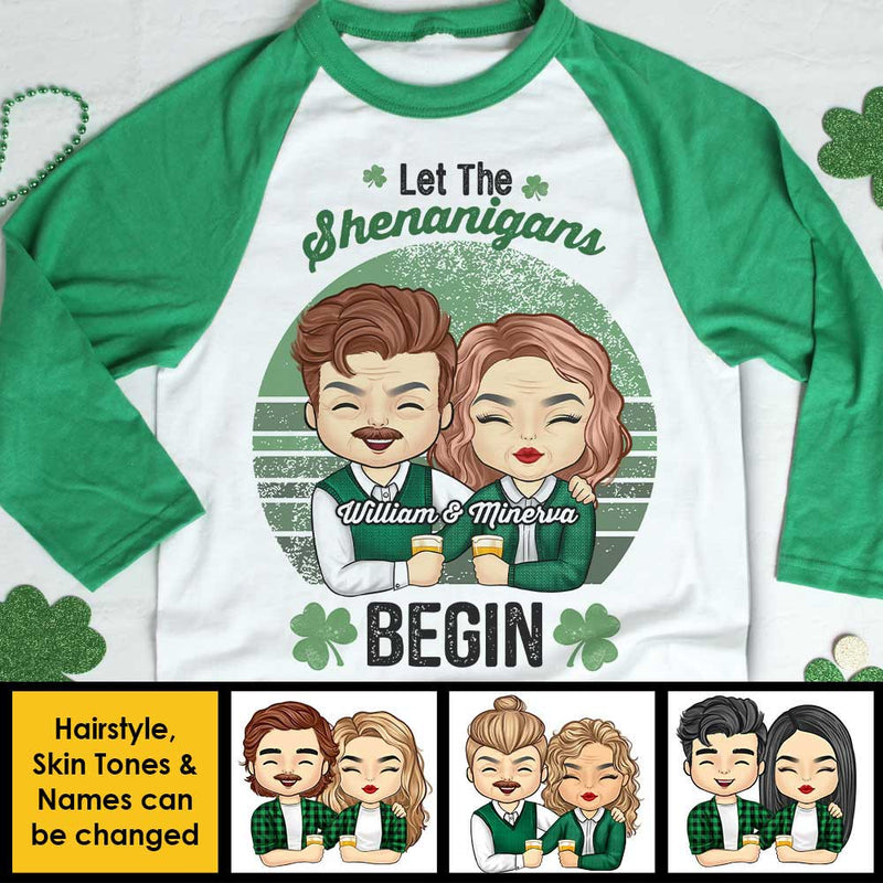 Custom Name St. Patrick's Day Couple Gifts - Personalized Raglan Shirt