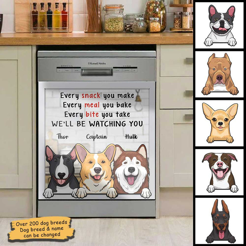Custom Name Funny Dog Kitchen Decor - Personalized Dishwasher Cover