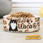 Custom Name Leopard Print Cat Gifts - Personalized Pet Bowl