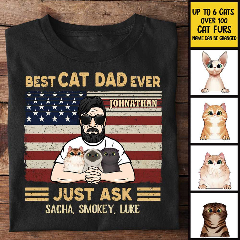 Best Cat Dad Ever - Gift For Dads - Personalized Unisex T-Shirt