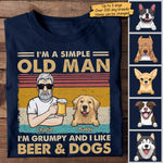 Custom Name Funny Old Man Beer and Dog Gifts for Men - Personalized Apparel