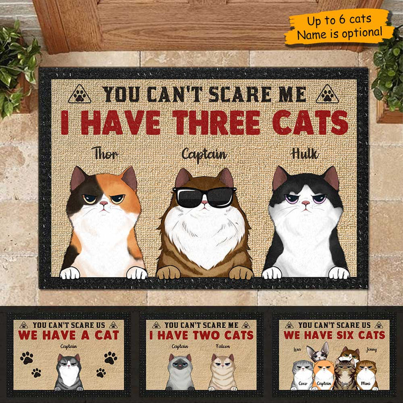 Custom Name Funny Three Cat Gifts for Cat Lovers - Personalized Doormat
