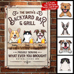 Custom Pet Backyard Bar & Grill Gifts - Personalized Metal Sign