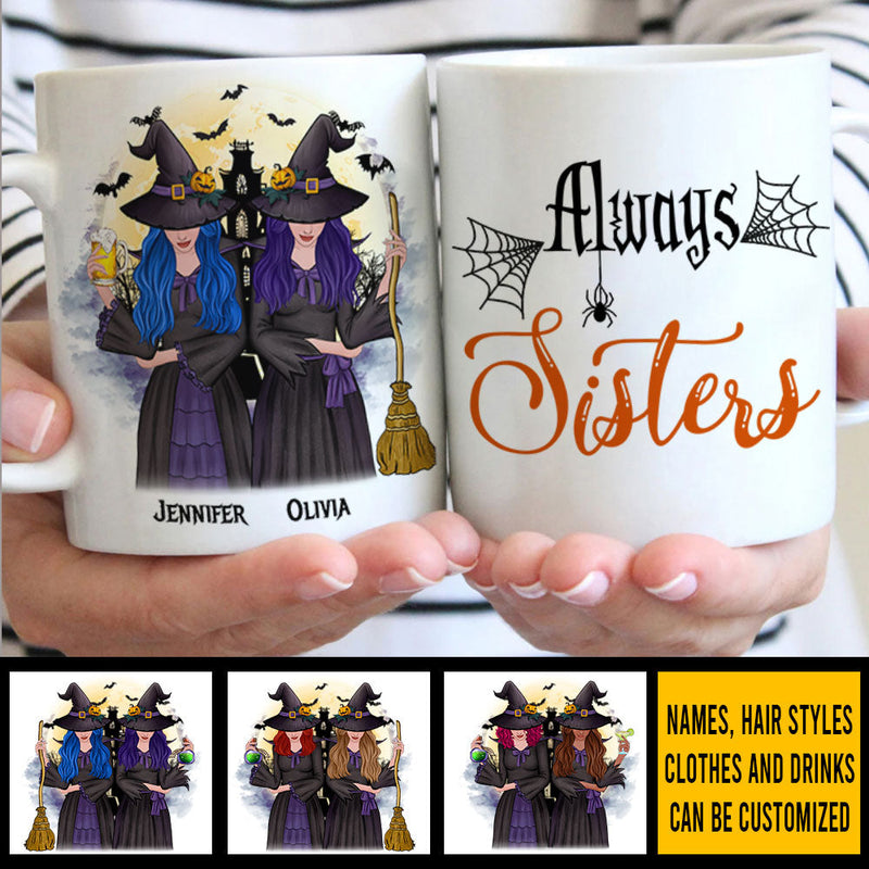 Custom Name Halloween Witch Gifts for Sisters - Personalized Mugs