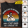 Being Cat Dad Is Priceless Cool Peeking Cats - Personalized Unisex T-Shirt, Father's Day Gift, Custom Gift For Cat Lovers