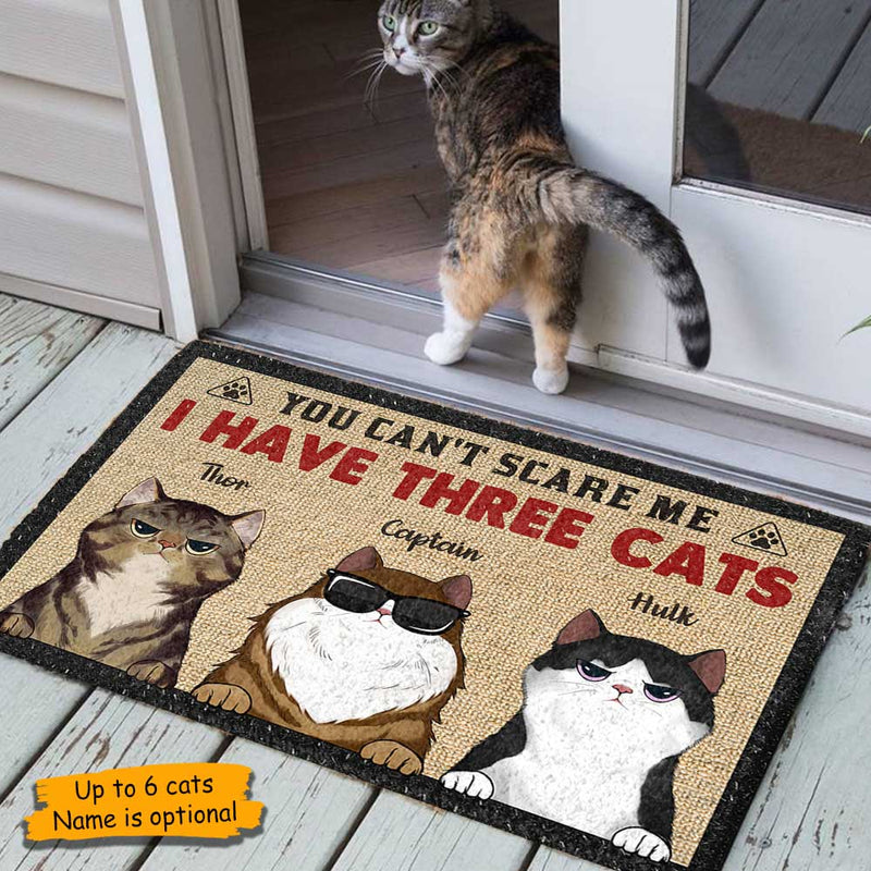 Custom Name Funny Three Cat Gifts for Cat Lovers - Personalized Doormat