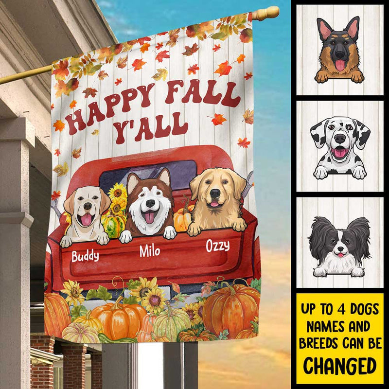 Custom Name Dog Happy Fall Gifts for Pet Lovers - Personalized Flag