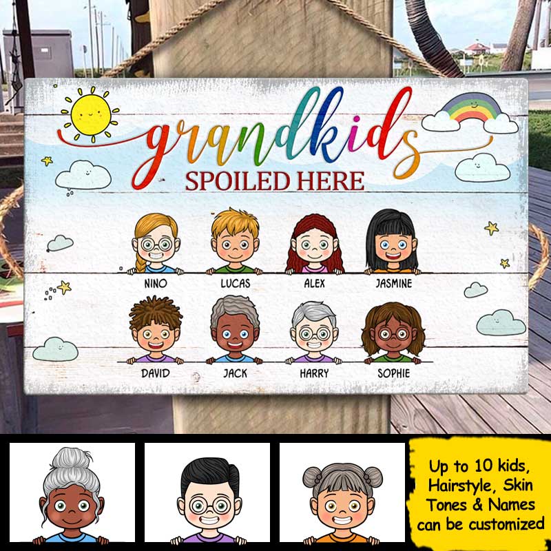 Custom Name Grandkids Gifts for Grandparents - Personalized Rectangle Sign