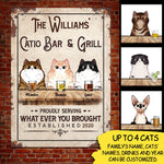 Custom Name Cat Bar & Grill Decor - Personalized Metal Sign