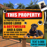 Funny Rottweiler Property Warning Decor - Metal Sign