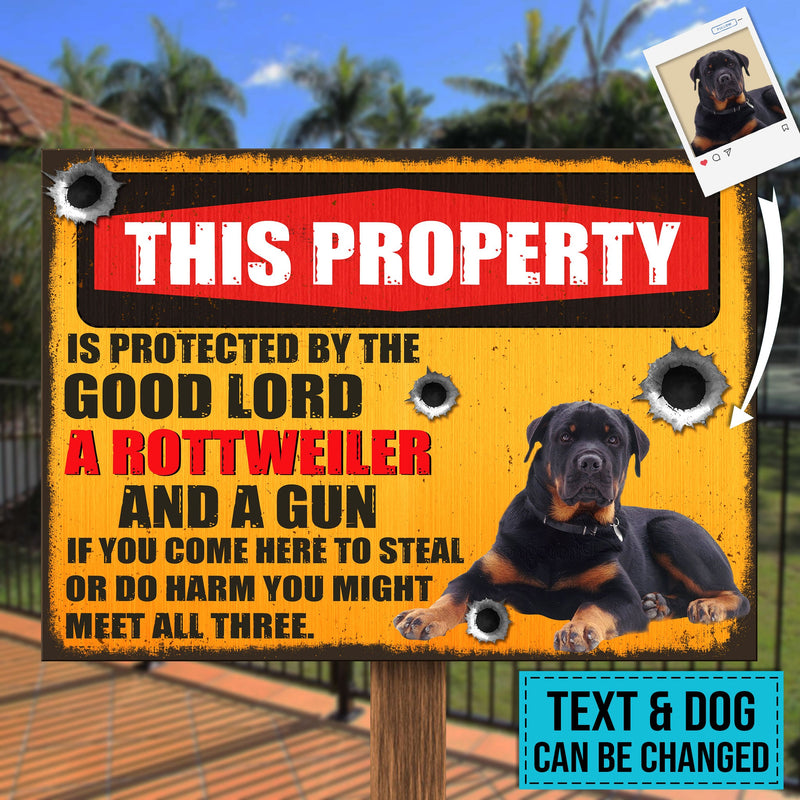 Funny Rottweiler Property Warning Decor - Metal Sign
