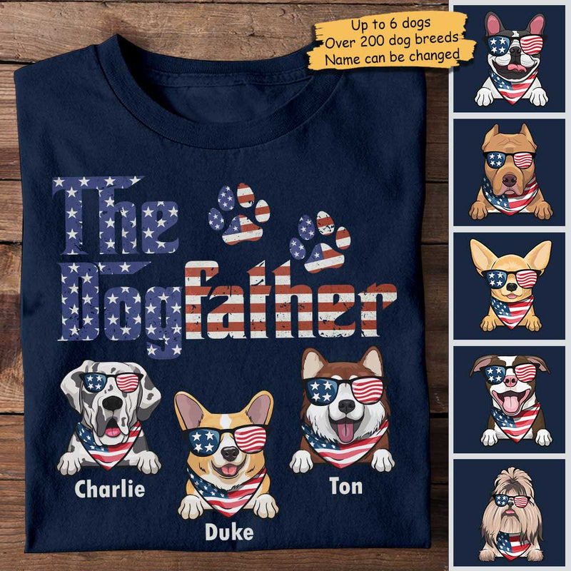 Custom Name Patriotic Dogfather Gifts for Dog Lovers - Personalized Apparel