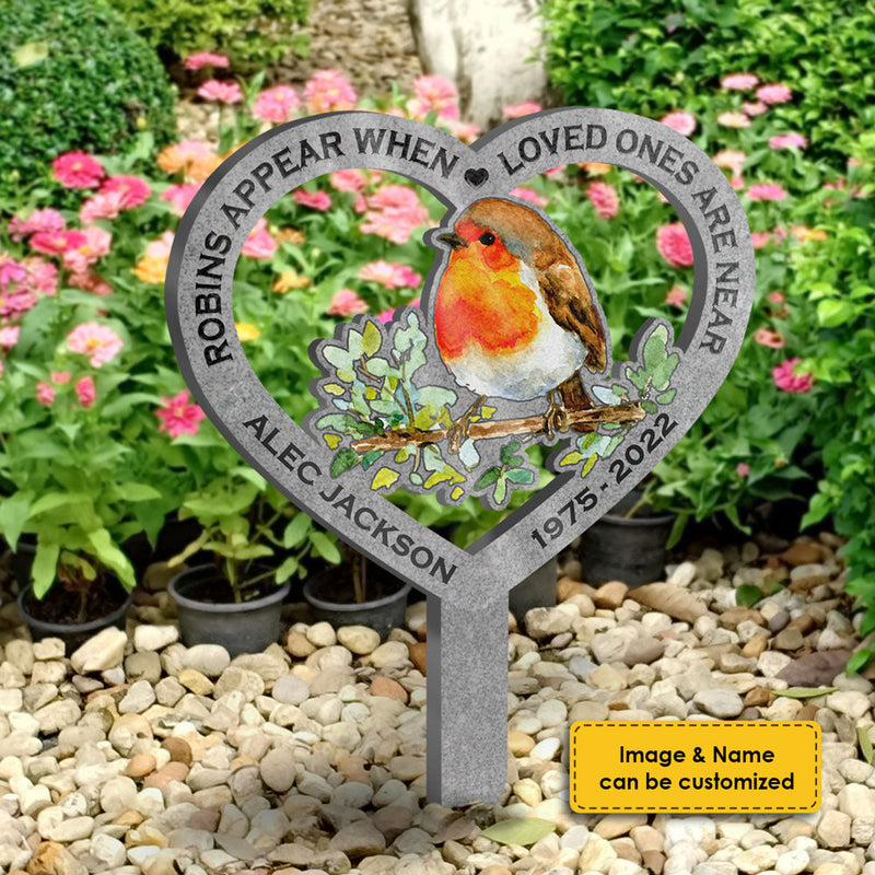 Custom Photo Memorial Robin Garden Decor - Personalized Acrylic Stake