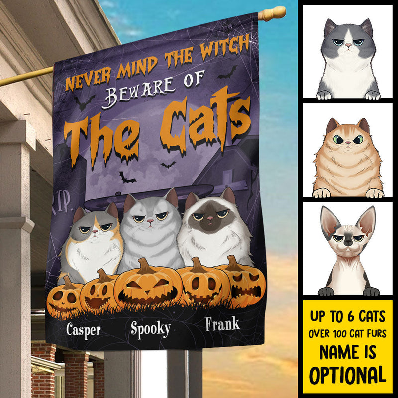 Custom Name Halloween Cat Decor - Personalized Flag