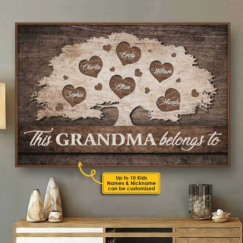 Custom Name Family Tree Gifts for Grandma - Personalized Poster