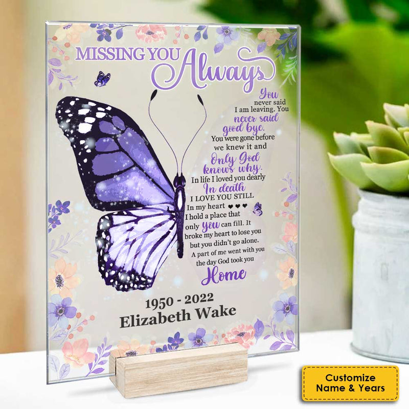 Custom Memorial Butterfly Gifts for Loss - Personalized Acrylic Plaque