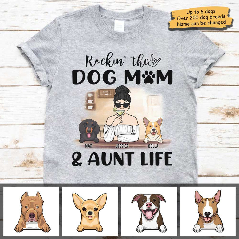 Custom Name Dog Mom and Aunt Gifts - Personalized Apparel