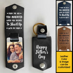 Custom Photo Funny Father's Day Gifts for Dad - Personalized PU Keychain