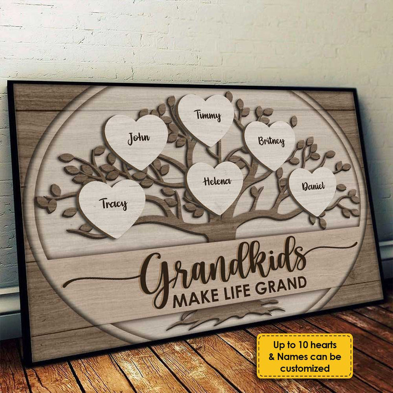 Custom Name Grandkids Family Tree Gifts for Grandparents - Personalized Poster