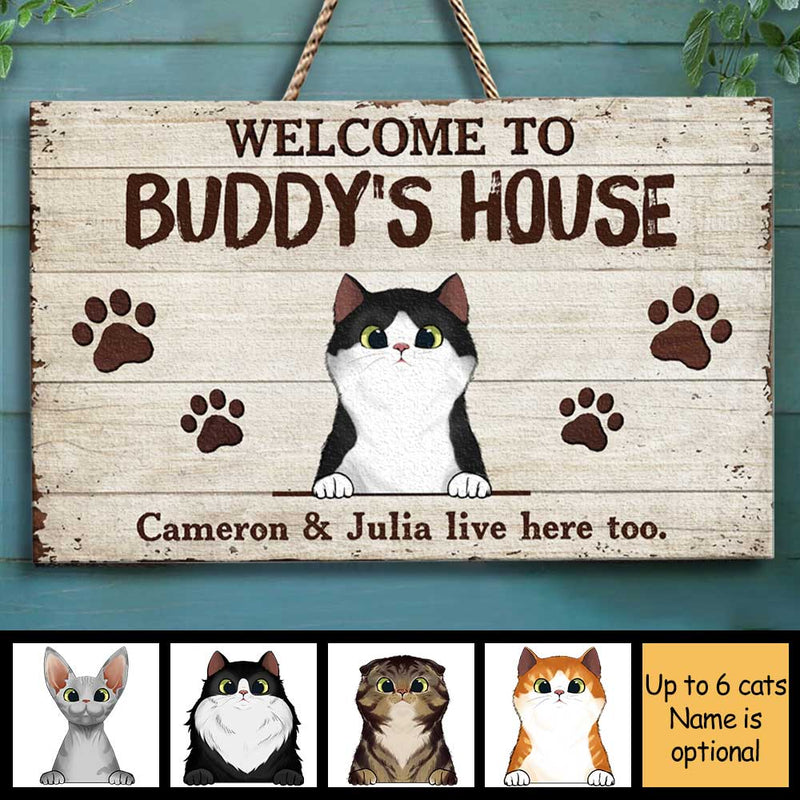Custom Name Cat House Decor - Personalized Rectangle Sign
