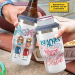 Custom Name Beaches Booze Bestie Gifts for Women - Personalized Can Cooler