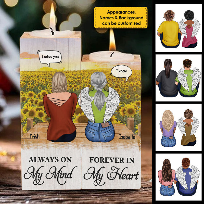 Custom Name Memorial Angel Gifts - Personalized Color Candle Holder