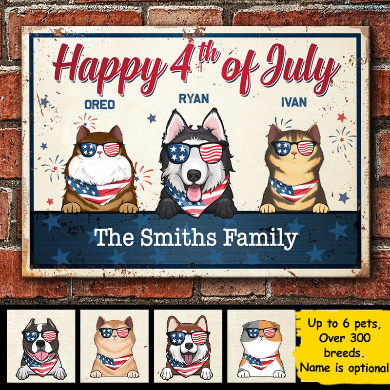 Custom Name Patriotic 4th of July Family Gifts - Personalized Metal Sign