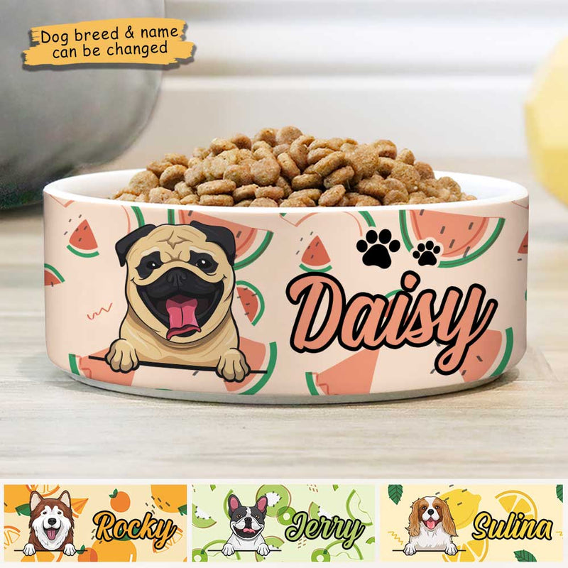 Custom Name Watermelon Dog Gifts for Pet Lovers - Personalized Pet Bowl